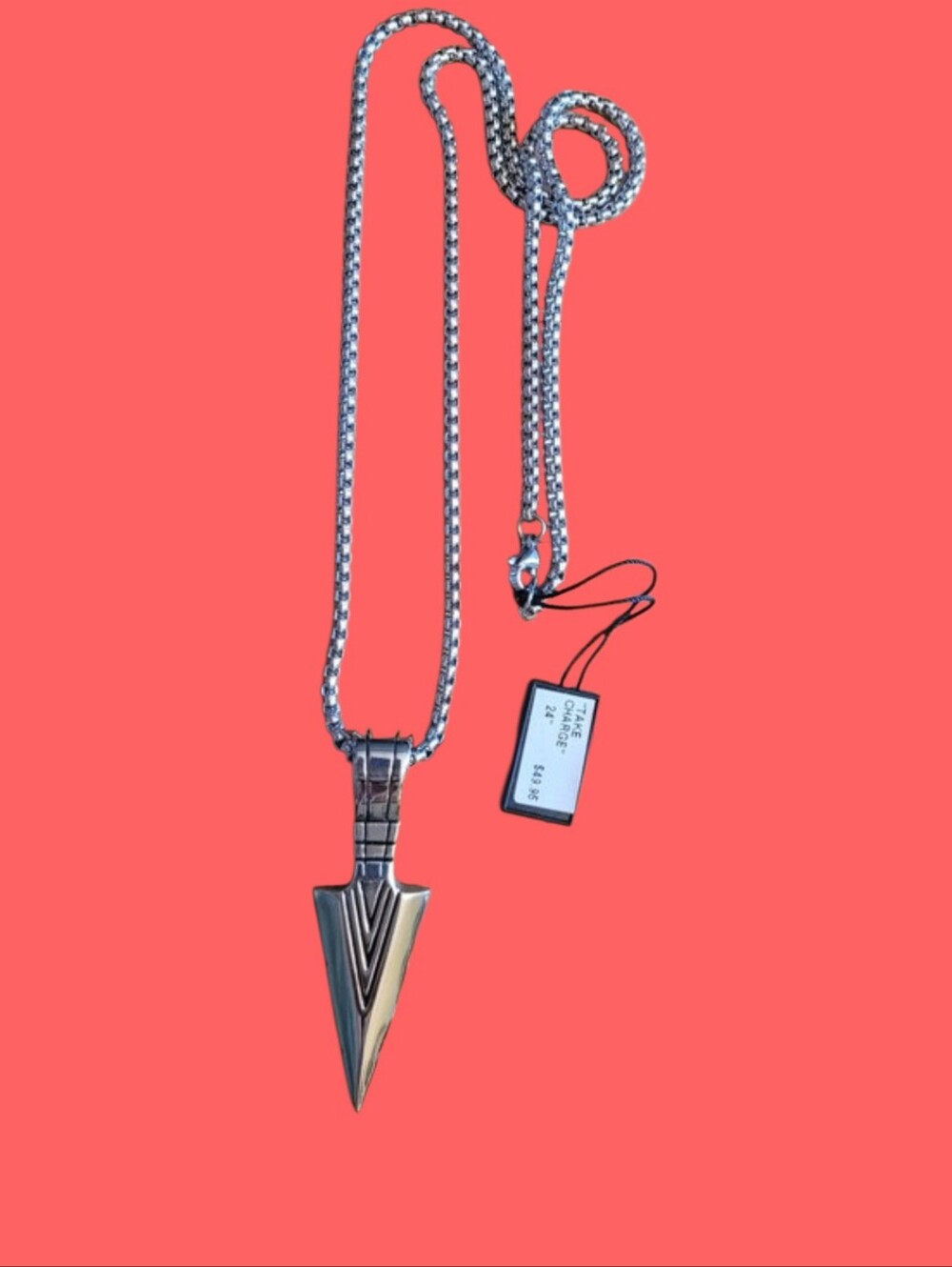 🥳4/$75!🥳 TAKE CHARGE!!! Arrowhead Pendant Necklace in Silver-Tone